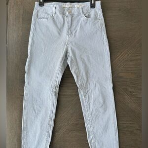 stradivarius Blue and White Pinstripe Ankle Jeans